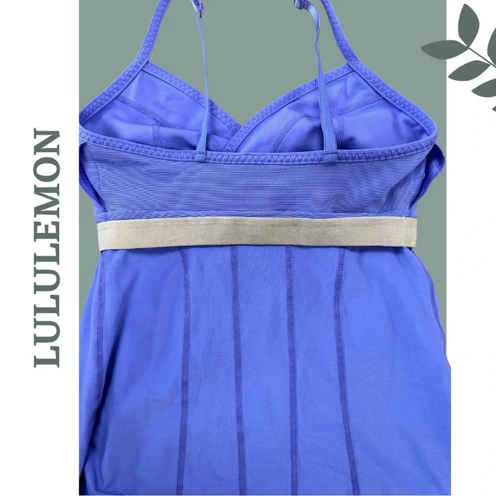 🛍️3/$40 Lululemon Purple Tank Top Built In Sports Bra Criss Cross Back Strap 4 - Picture 8 of 8